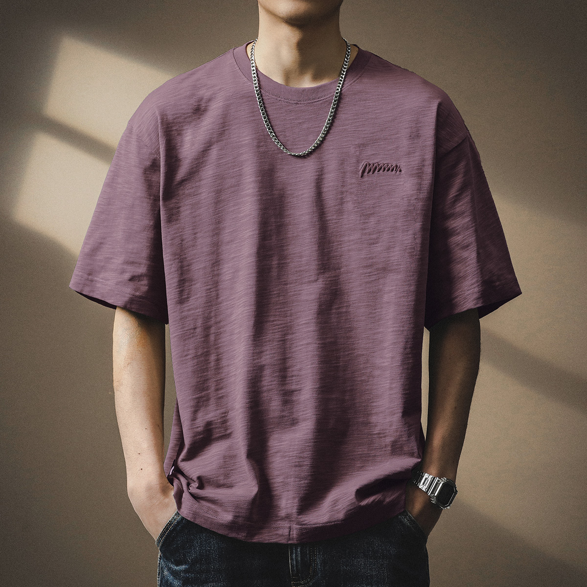 170–190g Slub Cotton Short-Sleeve T-Shirt