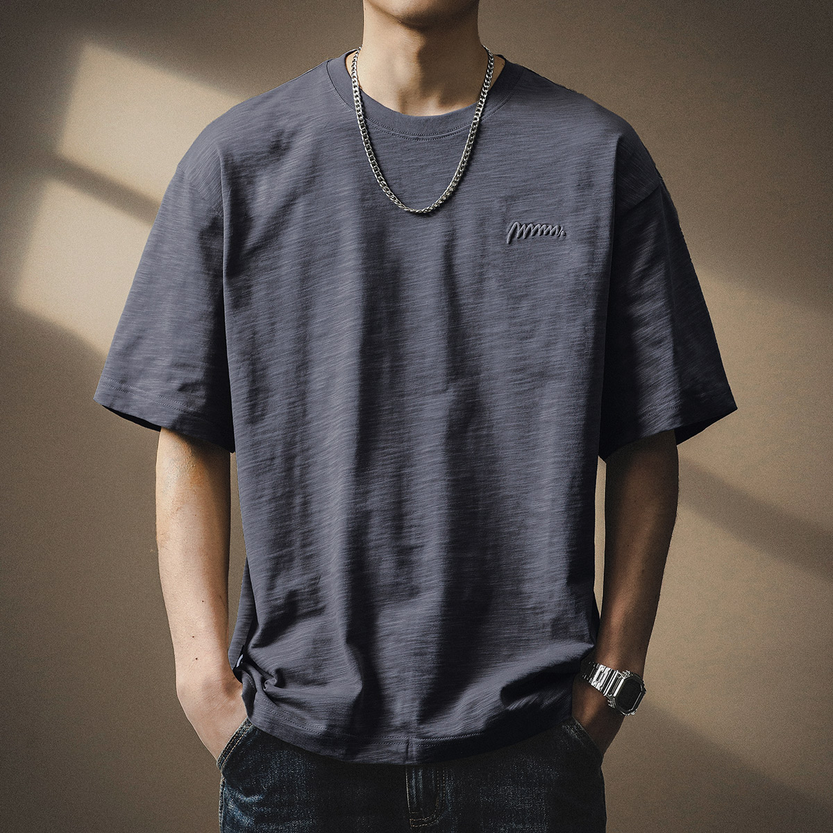 170–190g Slub Cotton Short-Sleeve T-Shirt