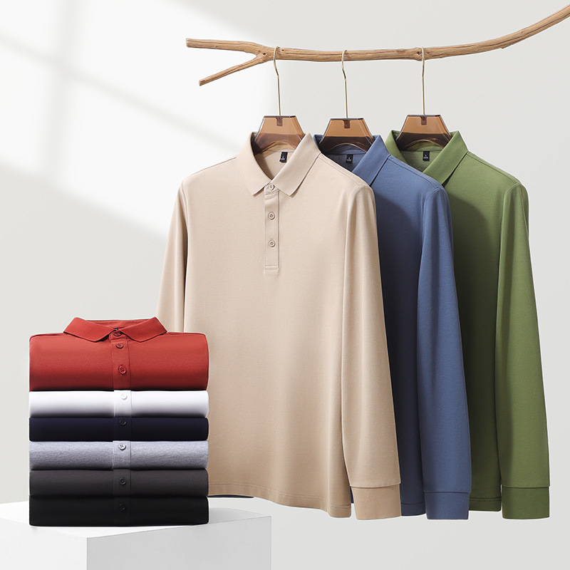 220g Heavyweight Long-Sleeve Cotton Piqué Polo Shirt
