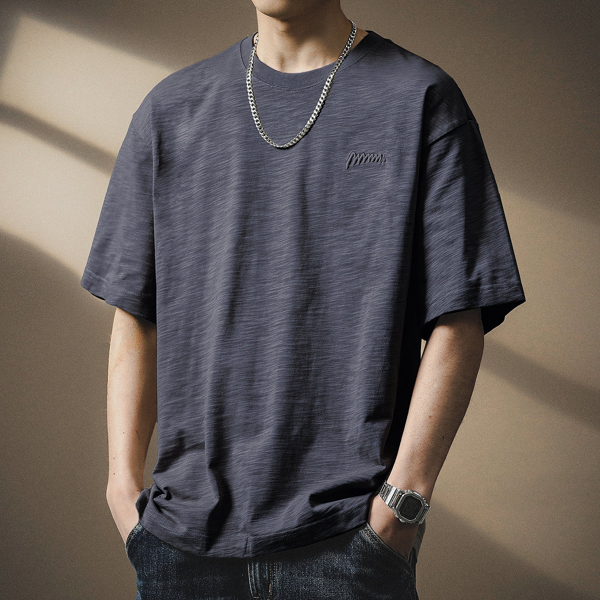 170–190g Slub Cotton Short-Sleeve T-Shirt